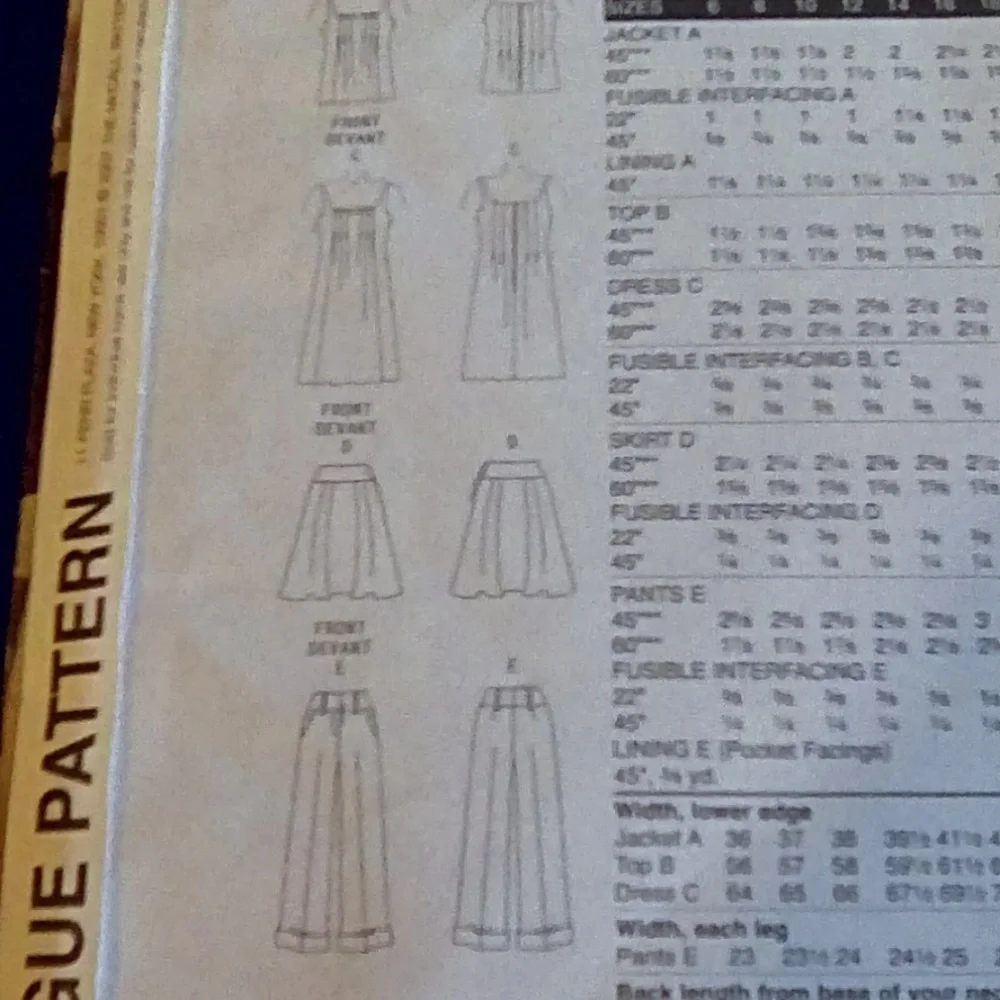 VOGUE Wardrobe Sz 12-16 Dress Pant Top Dress